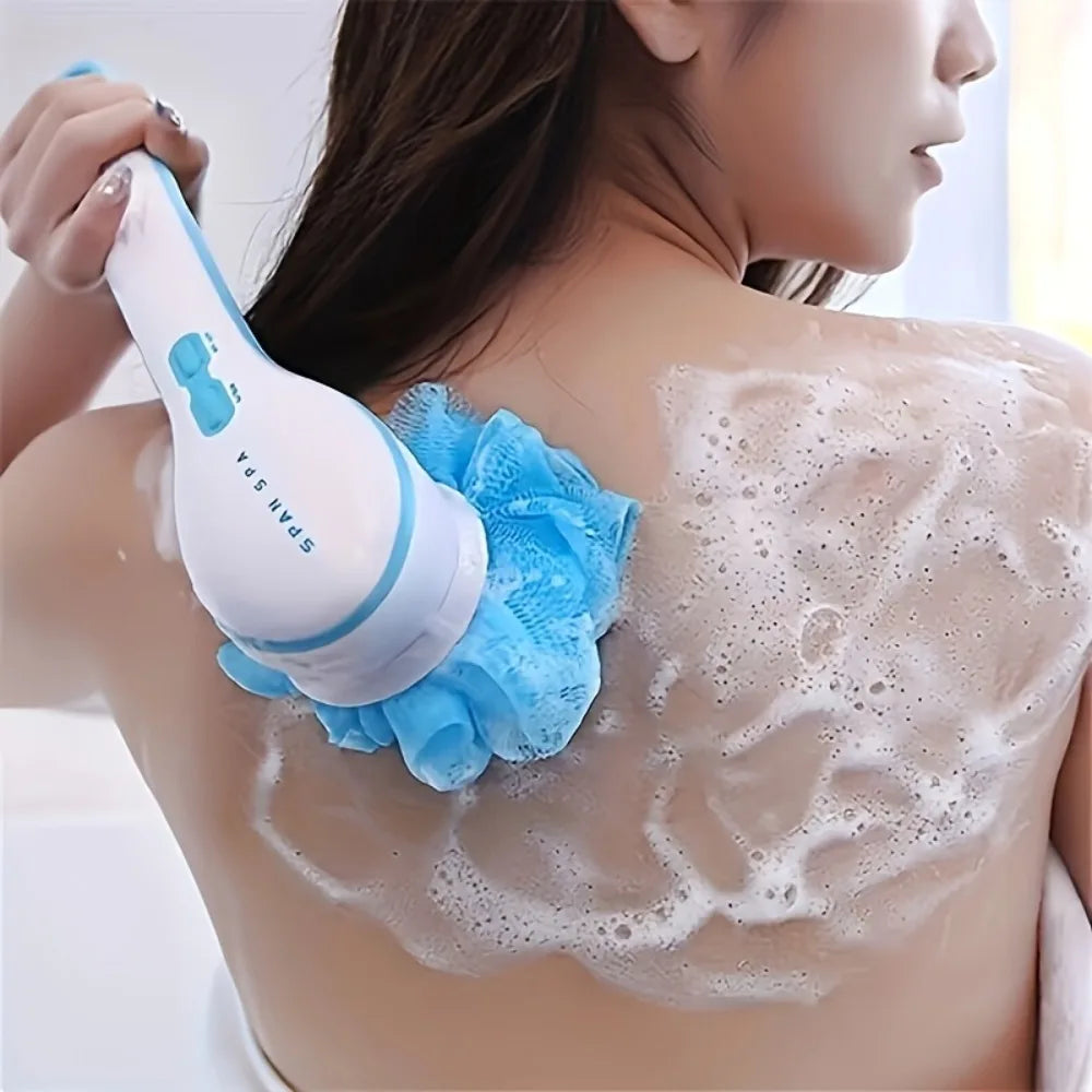 Long Handle Electric Bath Brush 3 Replaceable Brush Heads Body Scrubber Exfoliat Shower Back Clean Brush Skin Massage Tool