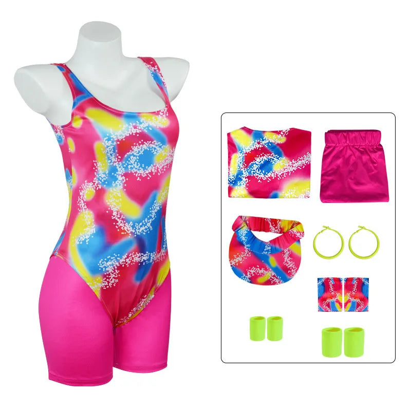 80s Workout Costume for Halloween Cosplay 80s 90s Workout Outfit Party Clothing for Adult Mens Include Hat Top Shirt Short