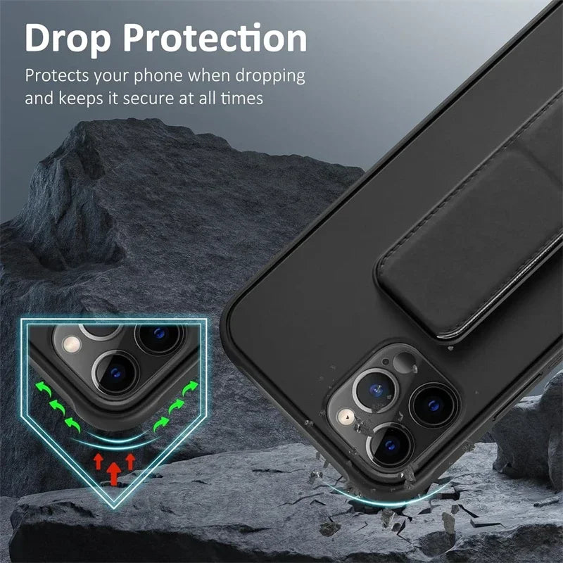 Magnetic Kickstand Hand Strap Case for IPhone 16 15 14 13 12 11 Pro Max Plus 16Pro 15Pro IPhone16 ProMax Stand Cover Accessories