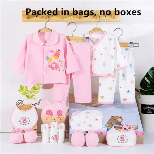18piece/lot Newborn Baby Clothes For Girls Boys Sets New born Hat Bib 100% Cotton Infant Spring Autumn Soft Boy Clothing
