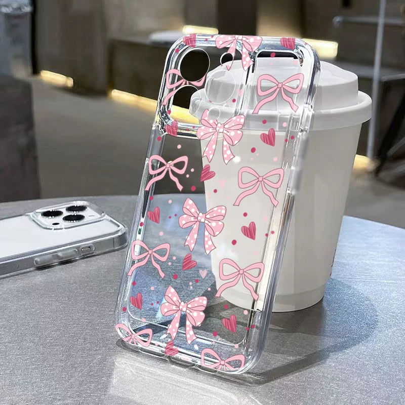 Simple Love Heart Bow Polka Dot Clear Phone Case for Xiaomi 15T Pro POCO F7 X7 X6 X5 F5 F6 Pro Mi 11 Lite 5G 14T 13T 12T Cover