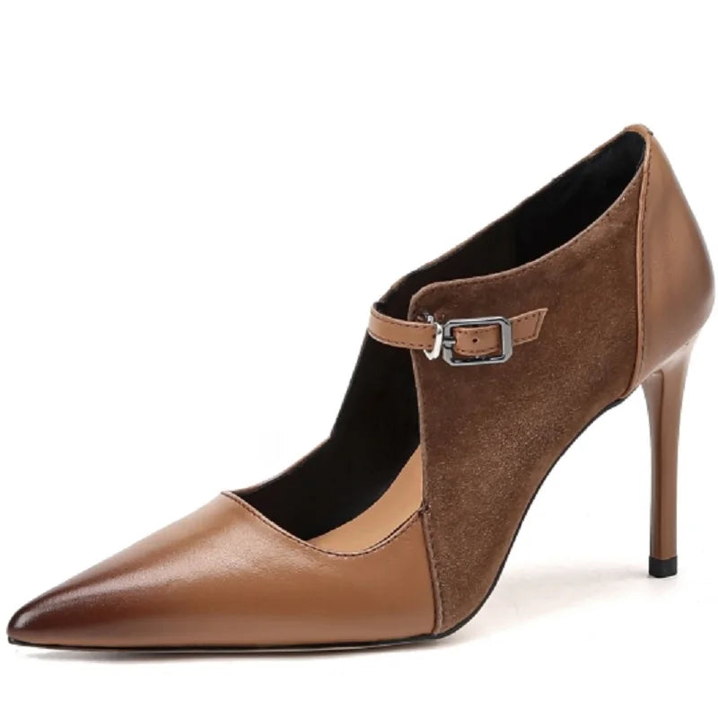 【JOCHEBED HU】Size 33-40 2023 New Soft Genuine Leather Women Heels Fashion Sexy Club Party Wedding High Heel Shoes