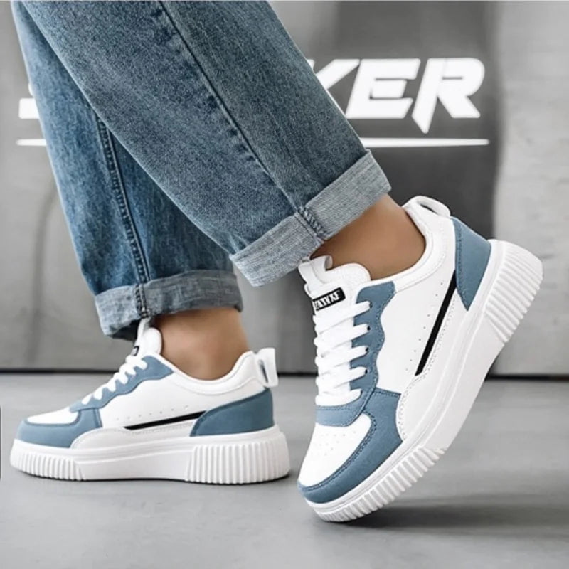 YRZL Fashion Leather Men Casual Shoes Lightweight Running Shoes Platform White Sneakers Outdoor Breathable Sport Shoes Shoes