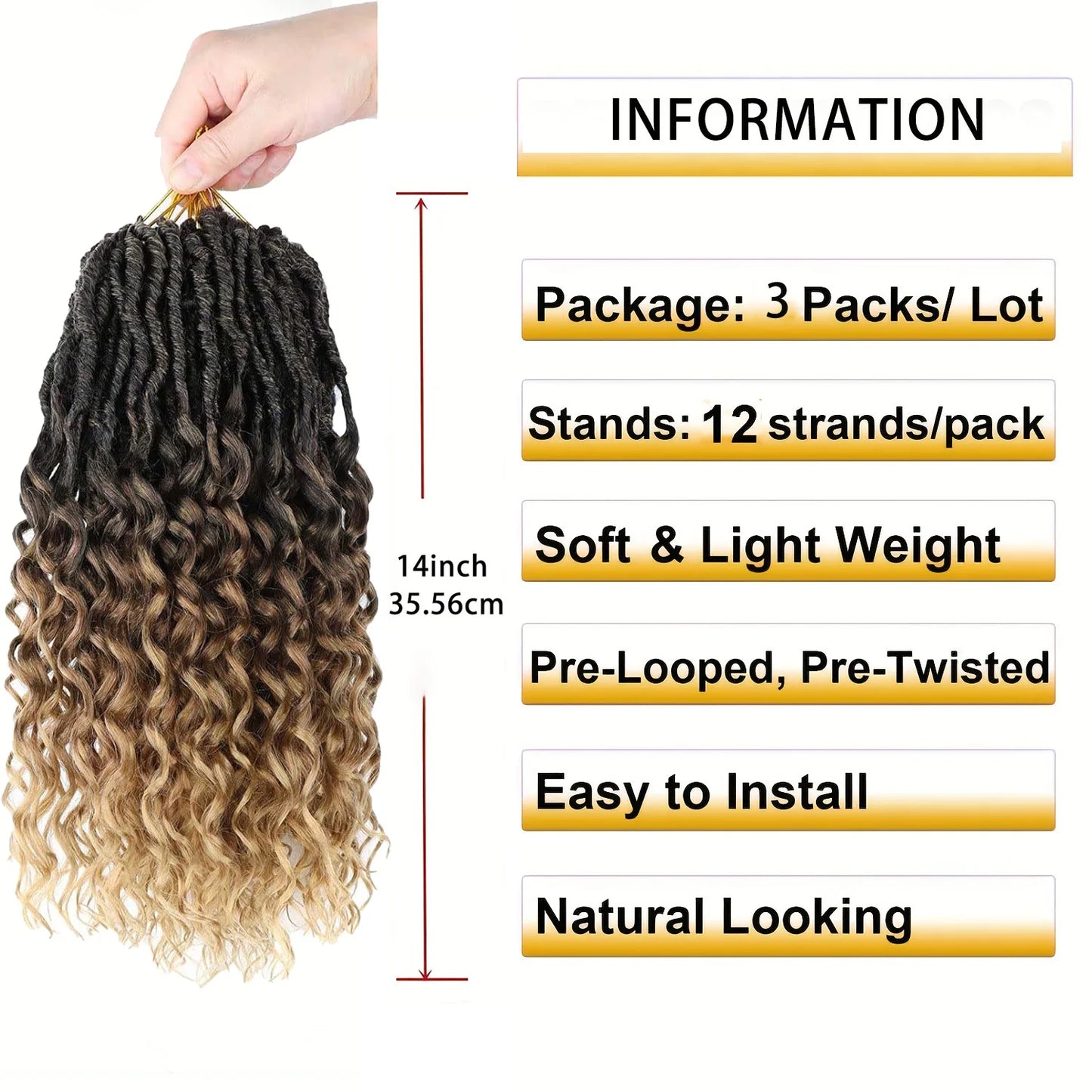 Deep Faux Locs Crochet Hair 14Inch Goddess Locs Crochet Hair Soft Loc Faux Loc Crochet Braids with Curly Ends For Synthetic Hair