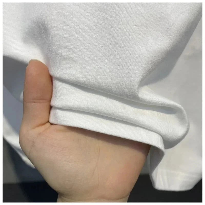 Summer Men's Cool-Comfort Pure Cotton Casual Round-neck Pattern T-shirt Loose Base Layer Shirt for Boys