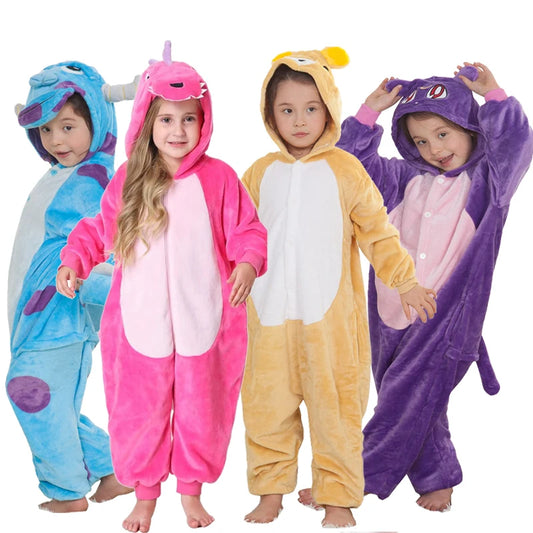 New Winter Unicorn Pajamas For Children Kigurumi Animal Pyjamas Kids Panda Onesie Boys Girls Sleepwear Dinosaur Jumpsuit