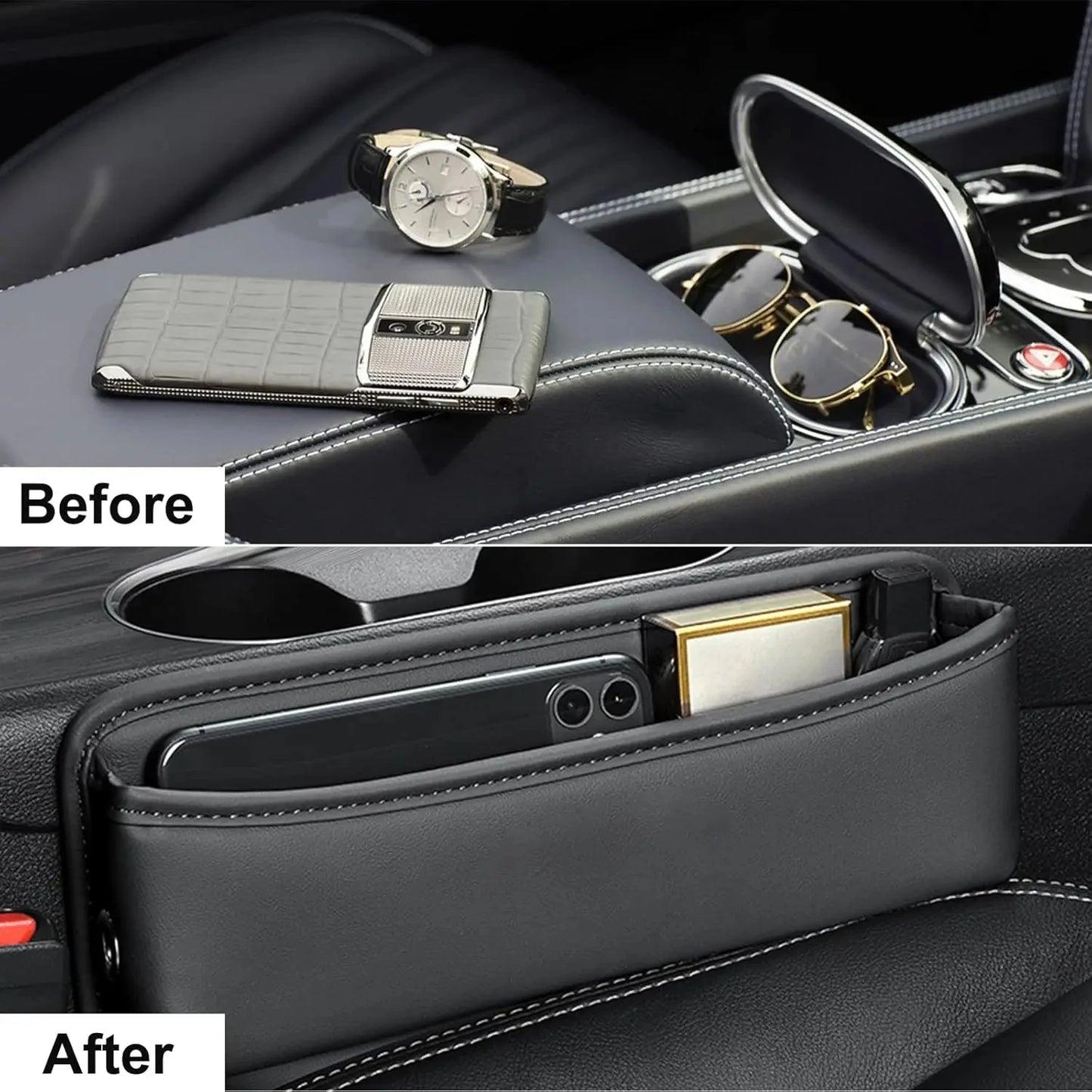1 pair Universal Car Seat Gap Organizer Auto Console Side Pocket Seat Crevice Storage Box Interior Accessory