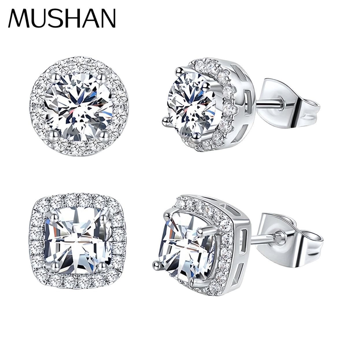 MS Luxury Jewelry 925 Sterling Silver Stud Earrings For Women Gemstones 7A Cubic Zirconia Ear Pin Earrings Stud Fine Jewelry