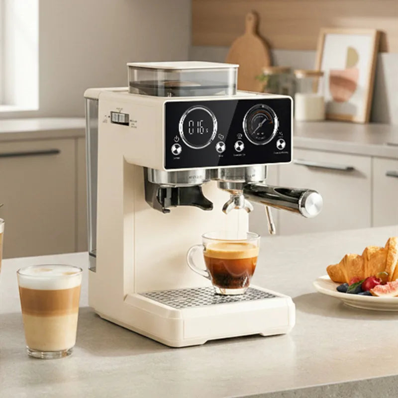 20Bar Semi-Auto Espresso Machine Smart Touch Control with Built-in Grinder, Cold/Hot Brew, Milk Frother for Home/Office