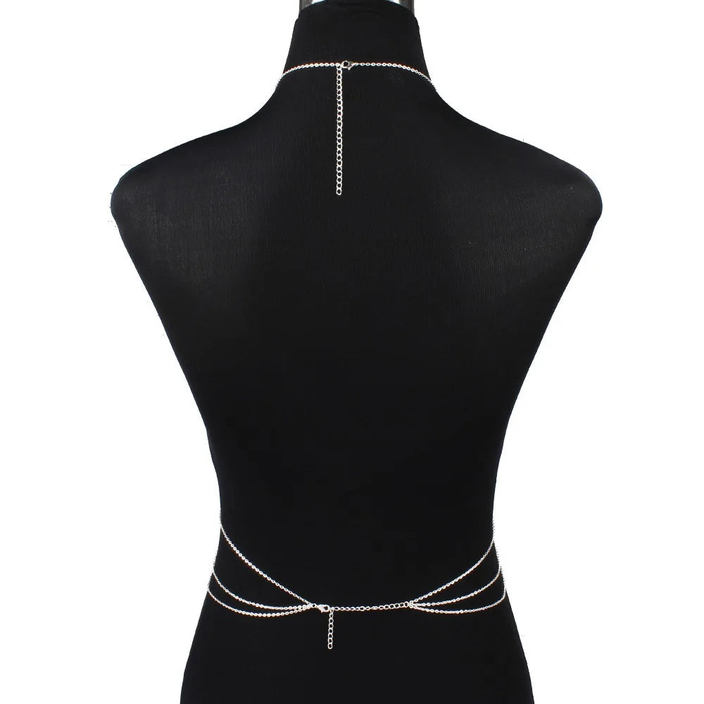 Simple Sexy Chest Chain Bikini Belly Chains for Women Cross Waist Chains Female Body Suit Girl Fashion Beach  Jewelry