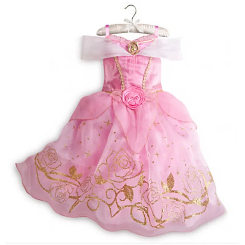 Halloween Birthday Carnival Princess Costume Dress Elsa Anna Snow White Aurora Moana Rapunzel Mermaid Belle for Girls 2-8Y
