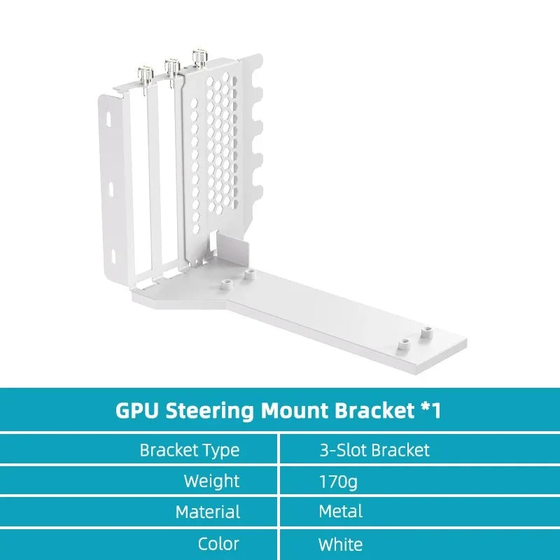 Teucer Vertical GPU Mounting Bracket PC Graphics Card Holder PCI-E 3.0/4.0 x16 Anti-interference Flexible 90° Extension Cable