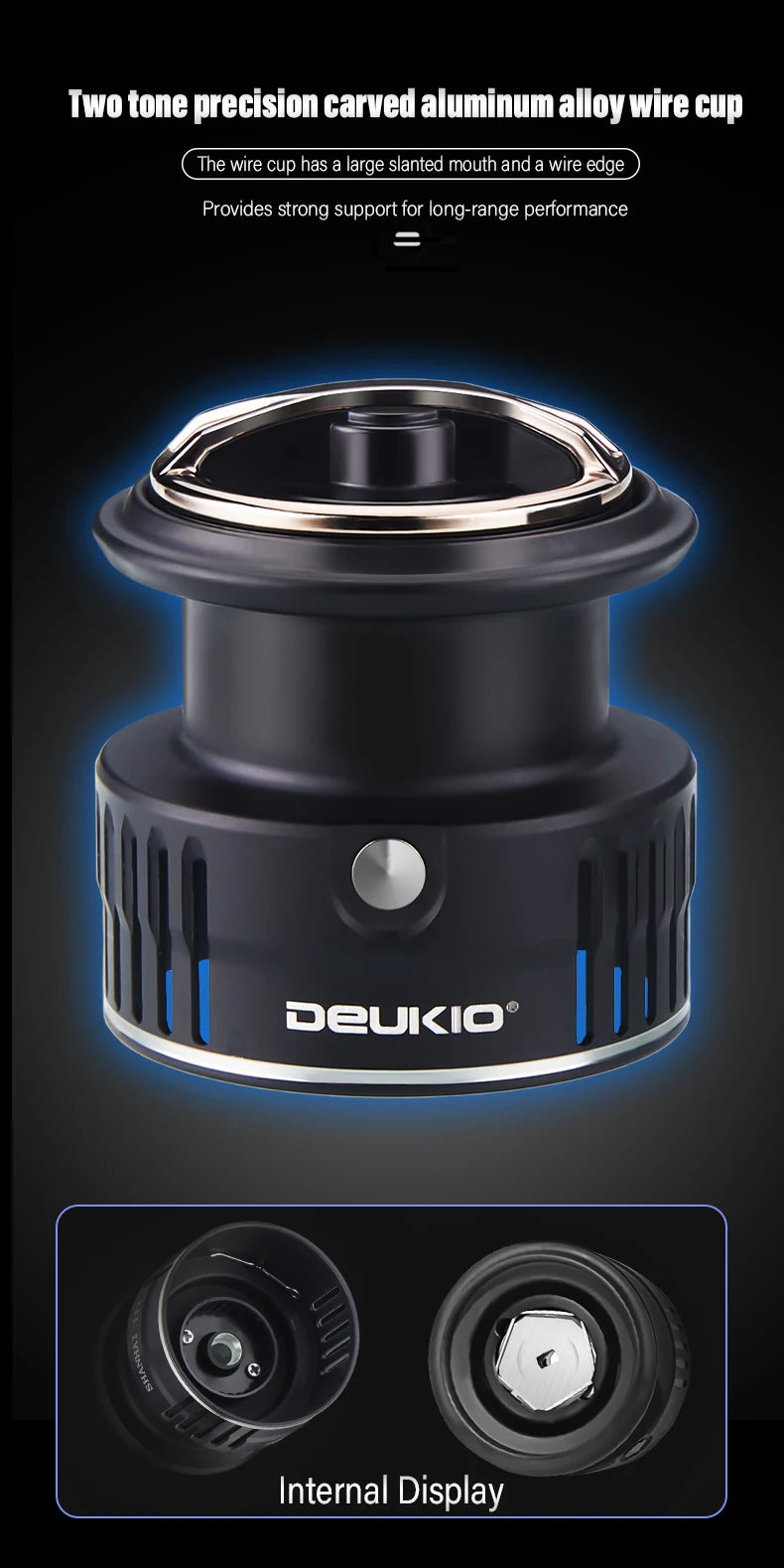DEUKIO Ultralight Spinning Fishing Reel 172g Carbon Fiber Body 12KG Max Drag 5.2:1 7+1BB Metal Spool Long Cast Saltwater Lure