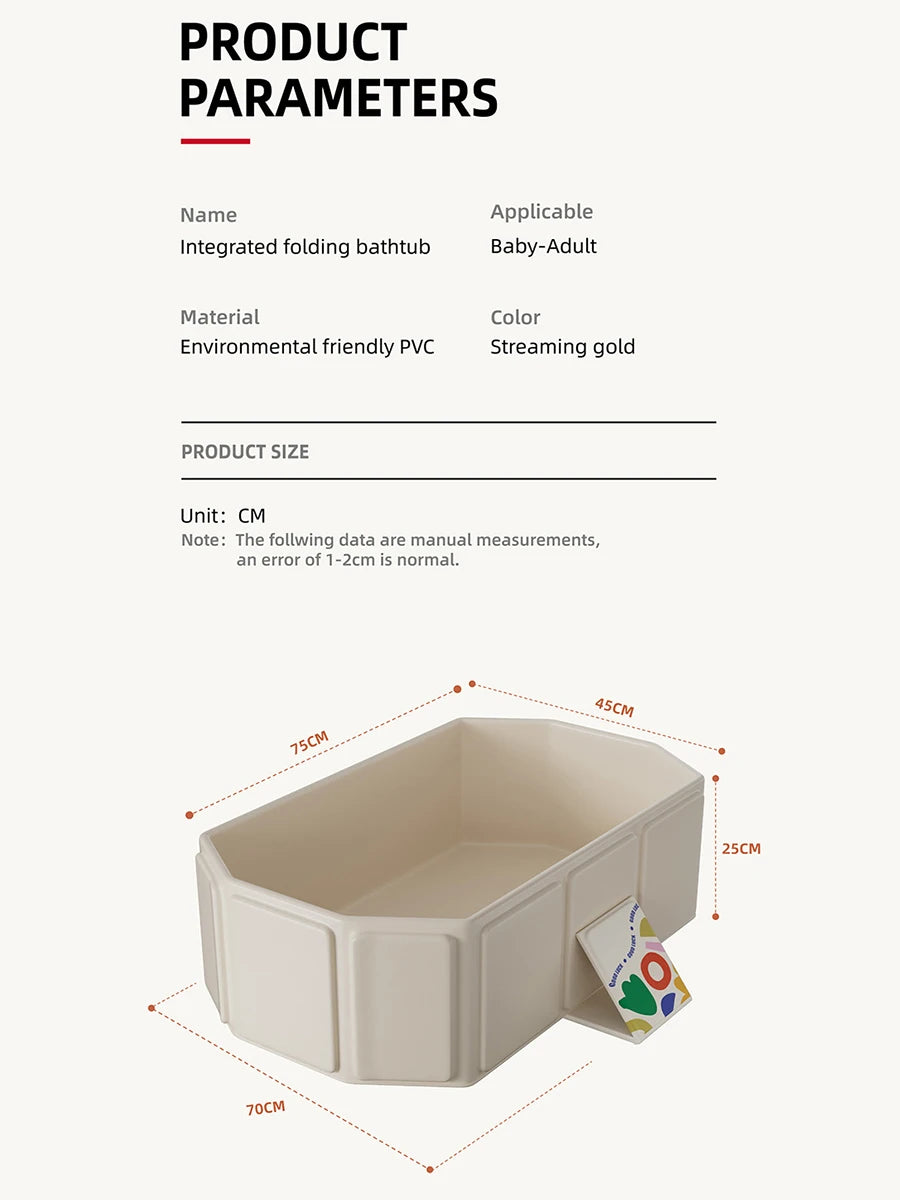 1pc Kids portable thick folding bathtub, Can be used  sitting or lying, for 0-8 years old children newborns suitable for travel