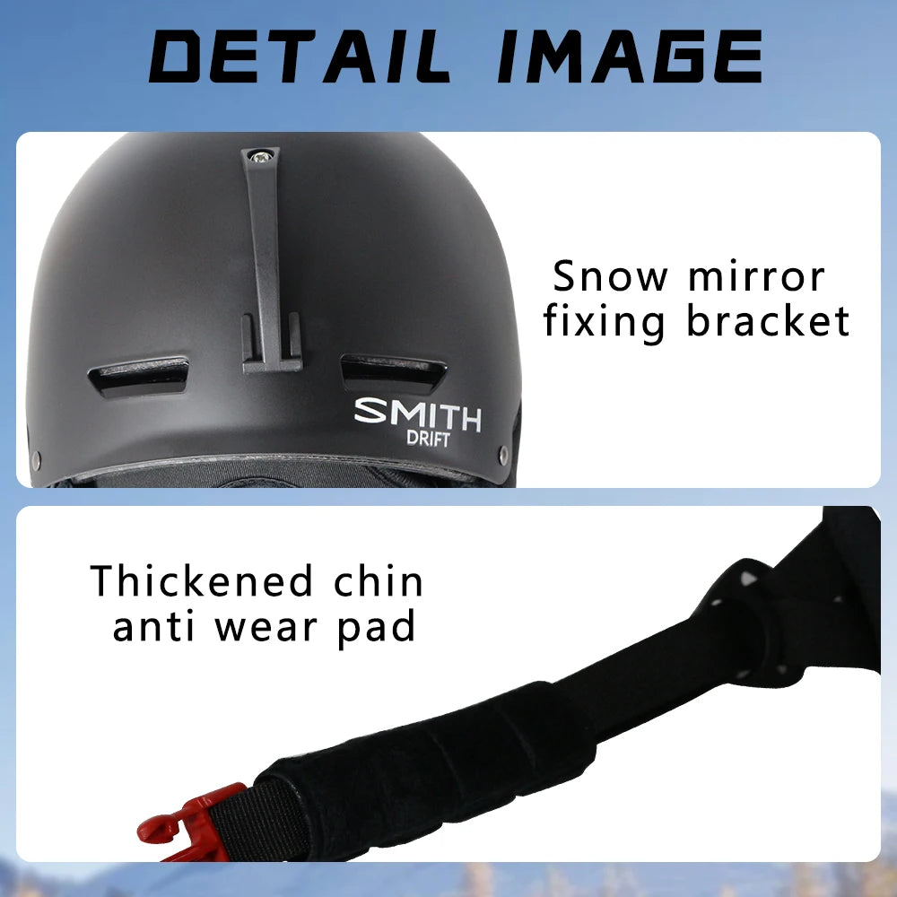 SMITH DRIFT Ski helmet overall molded ABS+PC+EPS high-quality ski helmet, outdoor sports, snowboard and skateboard safety helmet