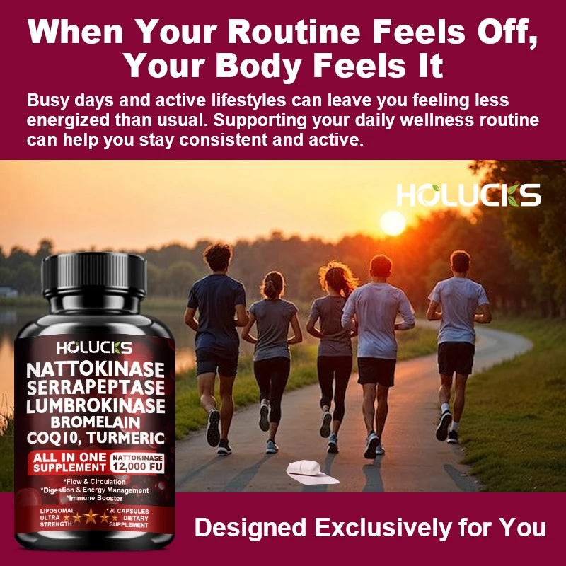 Liposomal Enzyme Blend Capsules Nattokinase Vitamin C B6 Magnesium, Support  Vascular, Enhance Digestion & Circulation  Health
