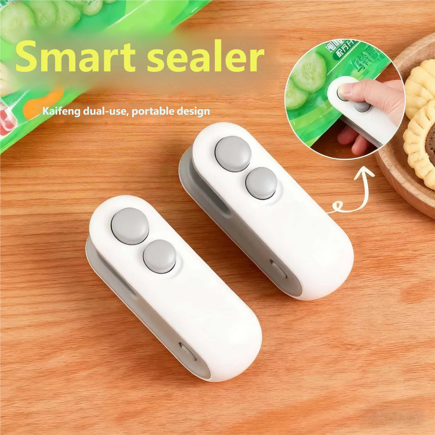 HOMEFISH Mini Handheld Food Heat Sealer, USB Rechargeable Heat Sealer, Storage Bag, Plastic Package, Food Sealer, Clip Bag
