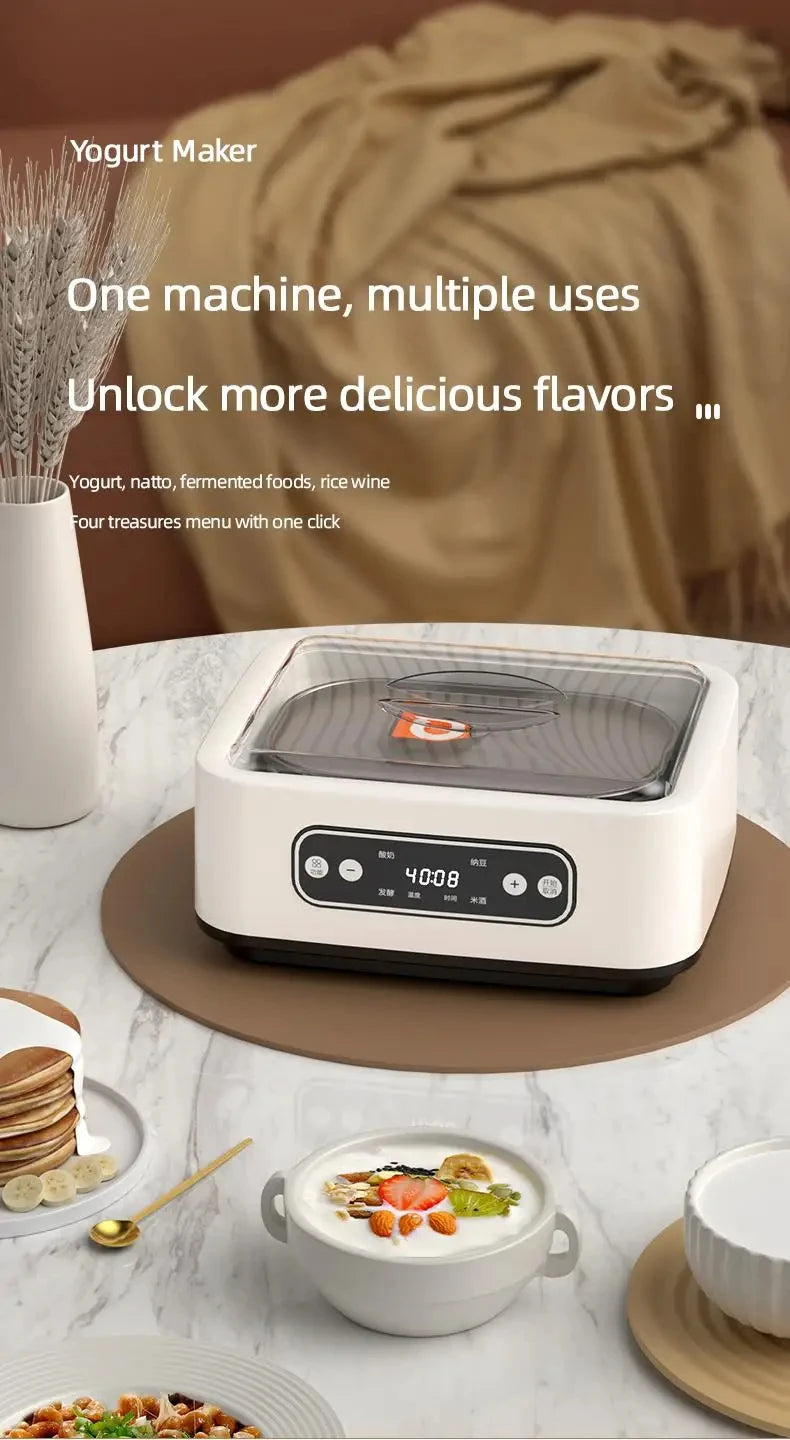 1.6L Yogurt Maker Multi-functional Ice Cream Automatic Professional Adjustable Temperature Time Yogurt Maker Pudding Maker 220V