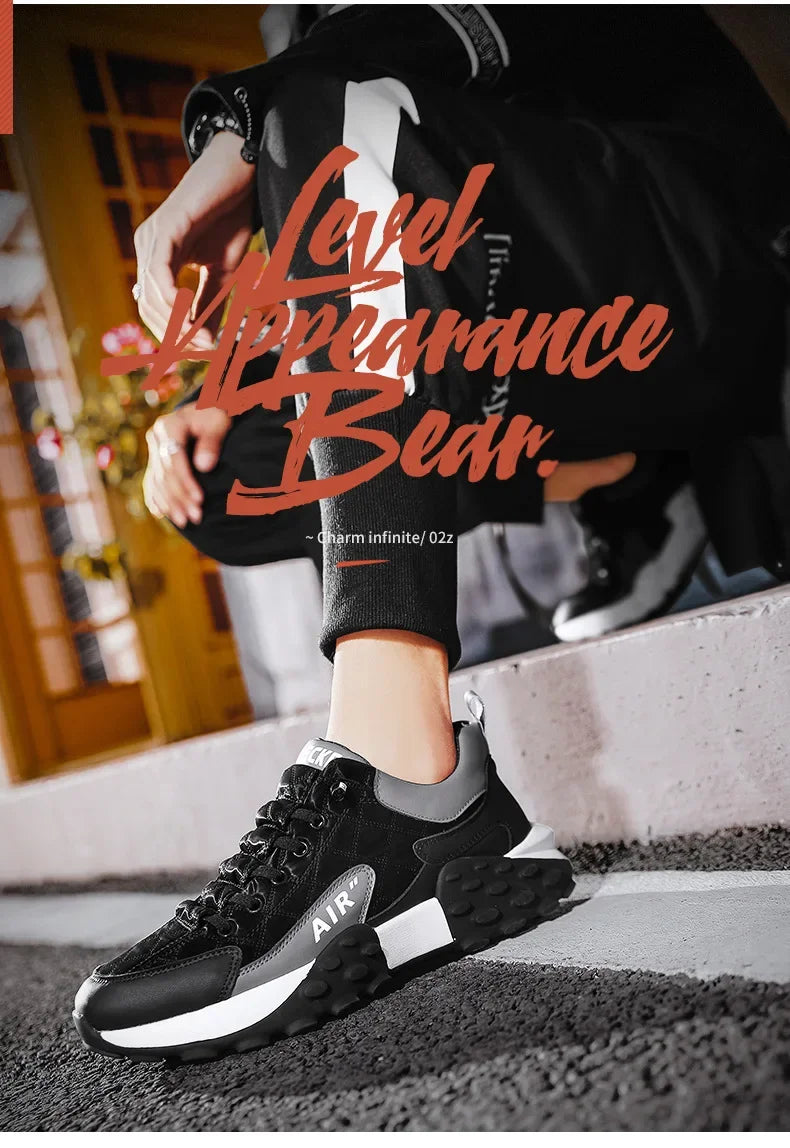 Men's Spring New Sport Shoes Casual Classic Trendy Thick Bottom Leisure Shoes Breathable Microfiber Upgraded Spring Autumn