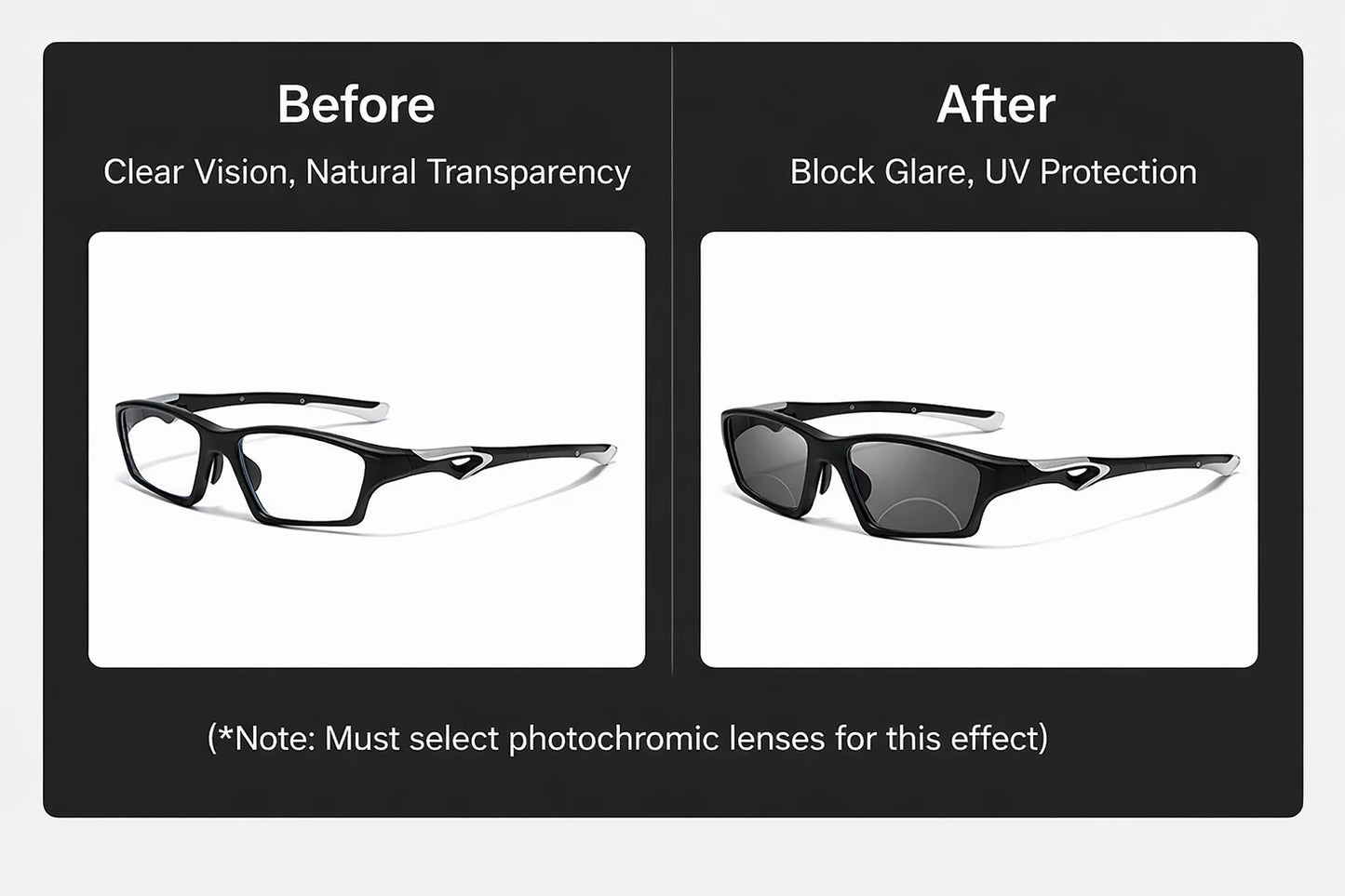 1pc Men TR90 Bifocal Anti Blue Light Reading Glasses Photochromic Presbyopic Sports Glasses for Outdoor Fishing Daily Use