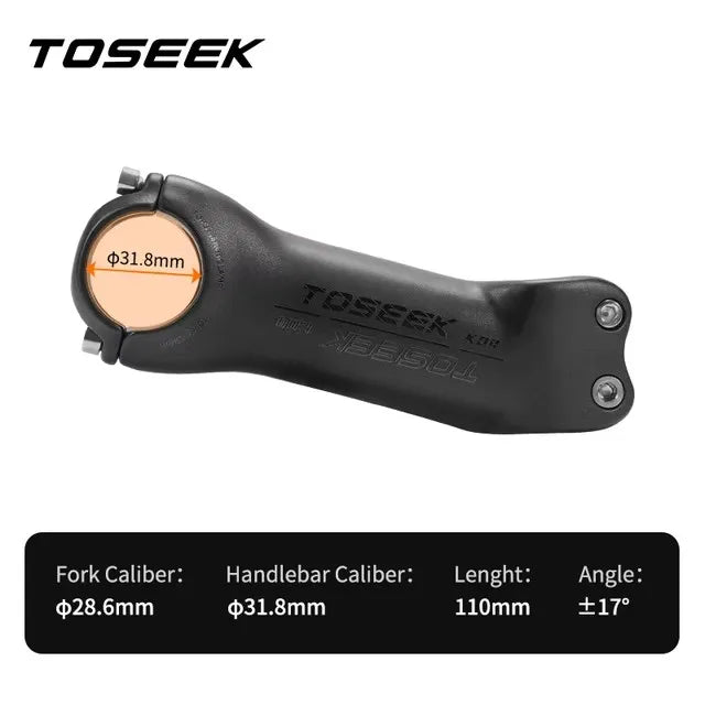 TOSEEK K04 Carbon Stem 6/17Degree Mountain Bike Stem 31.8mm Handlebar Stems 70/80/90/100/110/120/130mm Black Matt Bicycle Parts