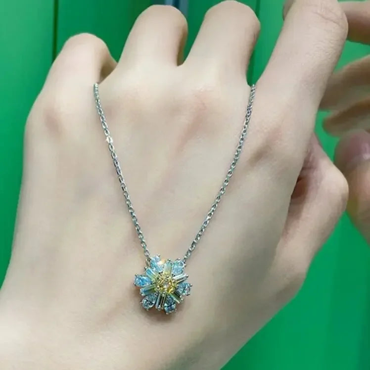 Snowflake Flowers Original New Sales Trend High Quality Jewelry Flower Sets Necklace Earring Ring Bracelet Pink Anniversary Gift