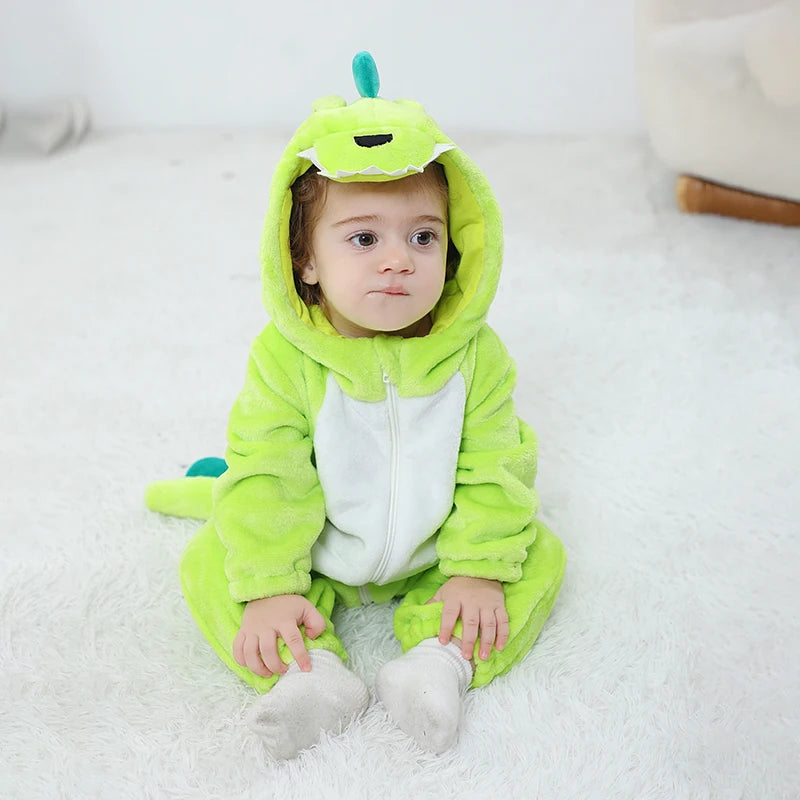 Halloween Baby Rompers Kigurumis Lovely Dinosaur Cartoon Pajamas Clothes Infant Boys Girls Baby Onesie Romper Newborn Hooded