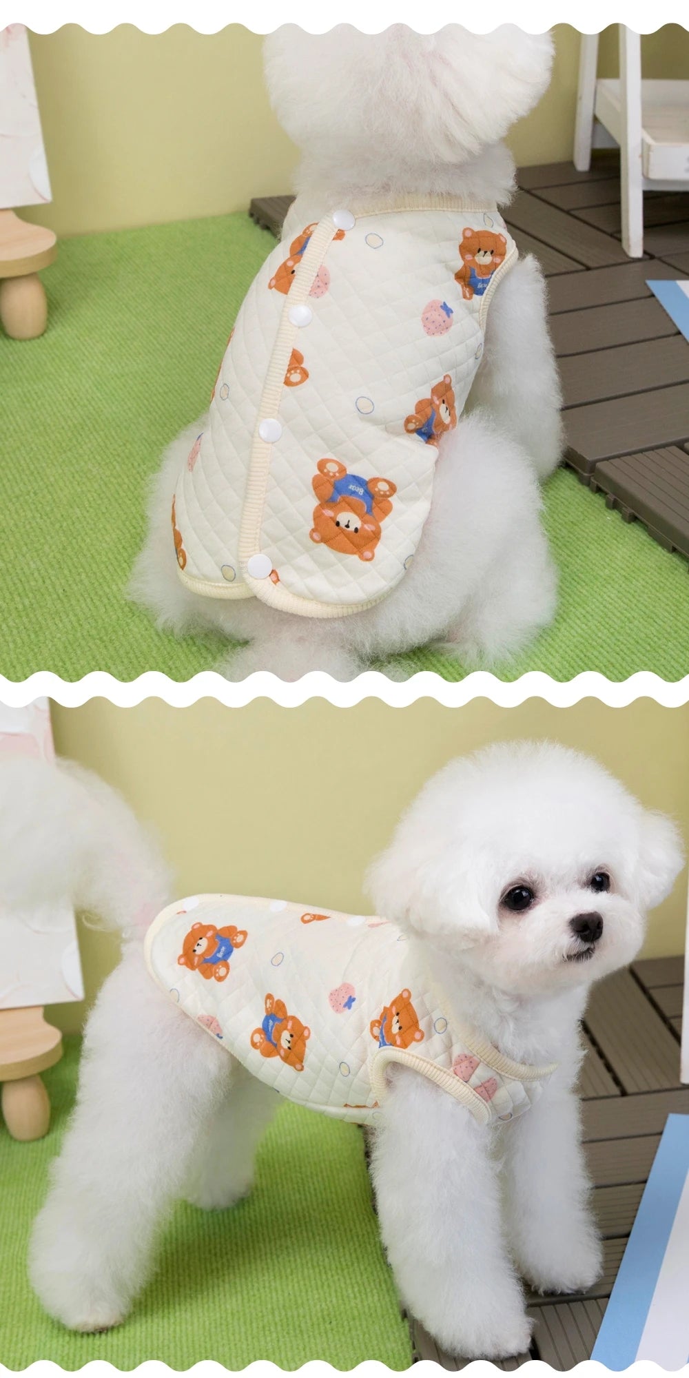 Cotton Pet Open Cardigan For Small Medium Dogs Cats Winter Warm Dog Clothes Teddy Bichon Cute Dogs Vest Pet Apparel