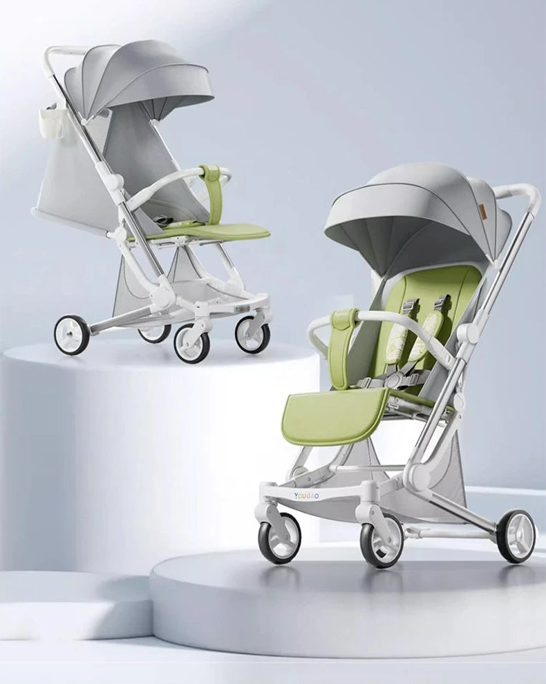 Foldable Four Wheels Cart Comfortable  Portable Lightweight Baby Stroller Can Sit or Lie Down Aluminum alloy Children's Cart
