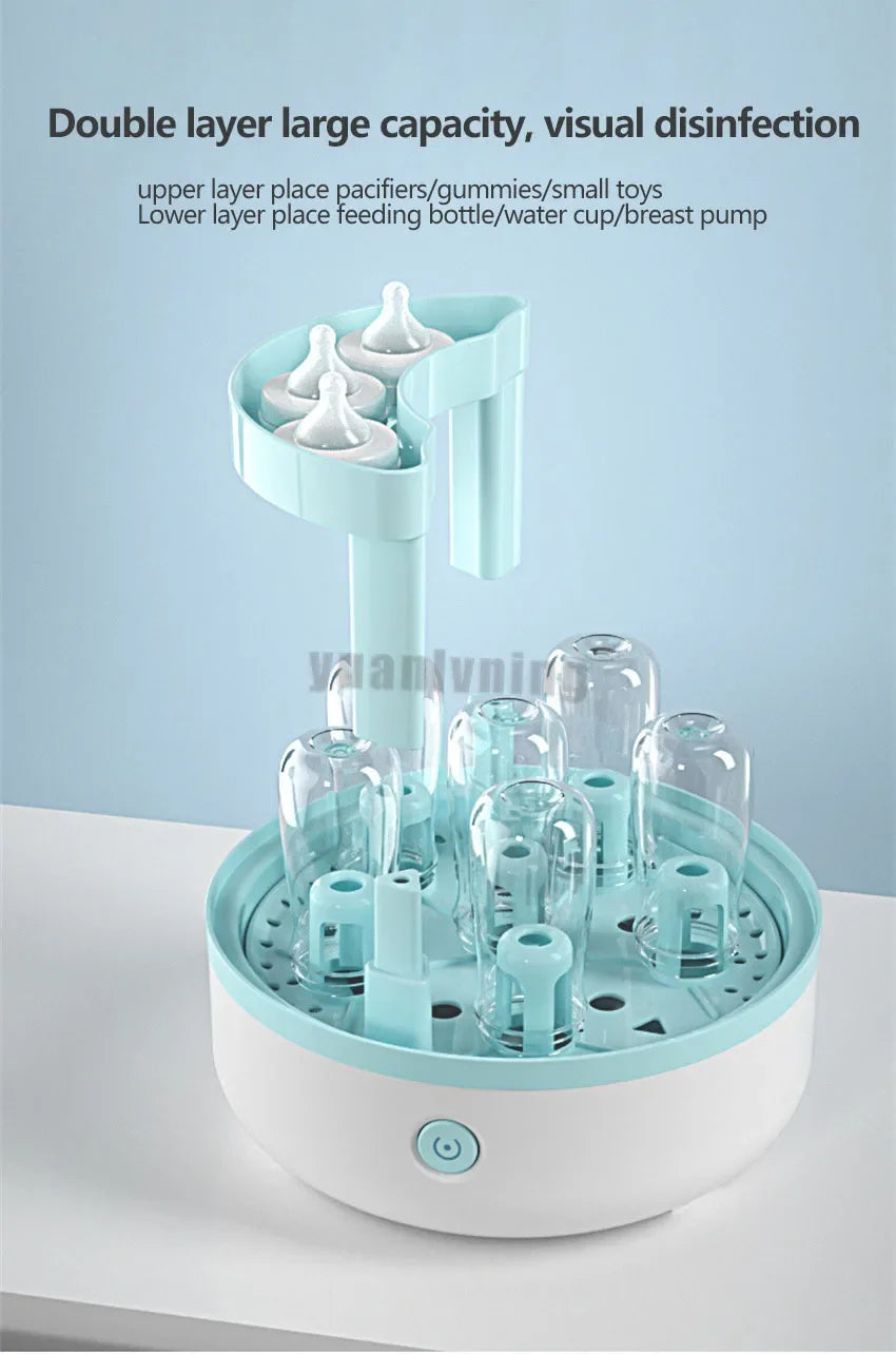 Upgraded Baby Bottle Steam Sterilizer 360° Sterilization Bottles Sterilizer Large Capacity Auto Power Off Safe Sterilizer