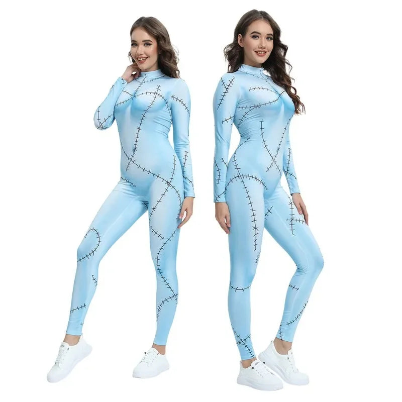 Halloween Cosplay Costume For Women Sally Printed Dresses Party Costume Zenti Carnival Bodysuits Dress Up Female Women Leggings