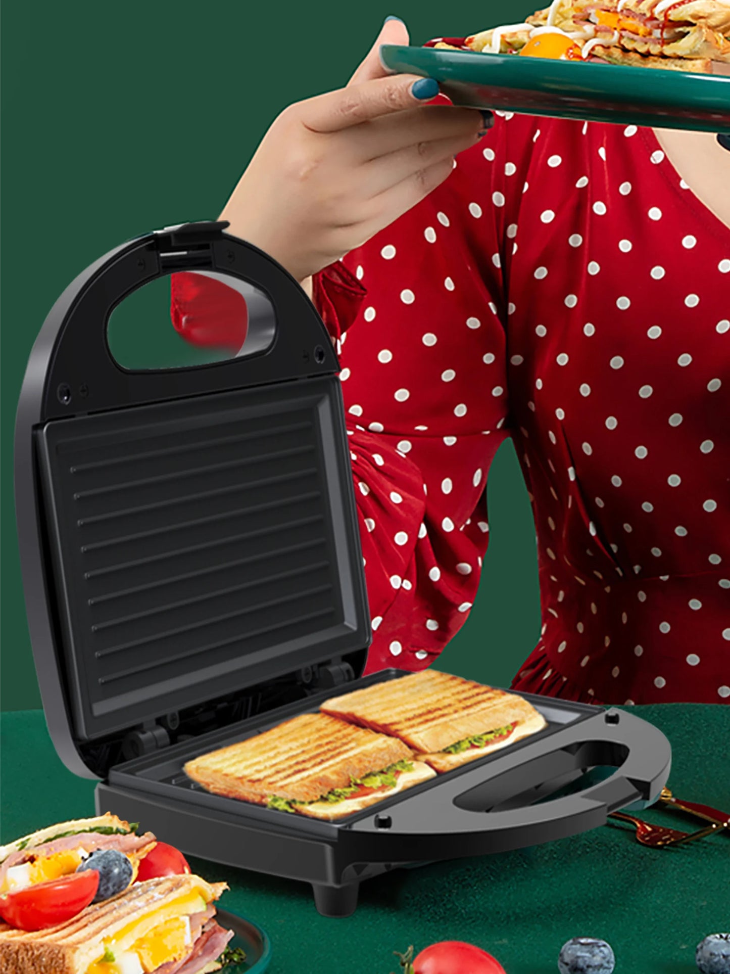 Electric Waffle Maker Panini 750W Sandwich Maker Cooking Kitchen Appliances Breakfast Waffles Machine Non-stick Iron Pan Sonifer
