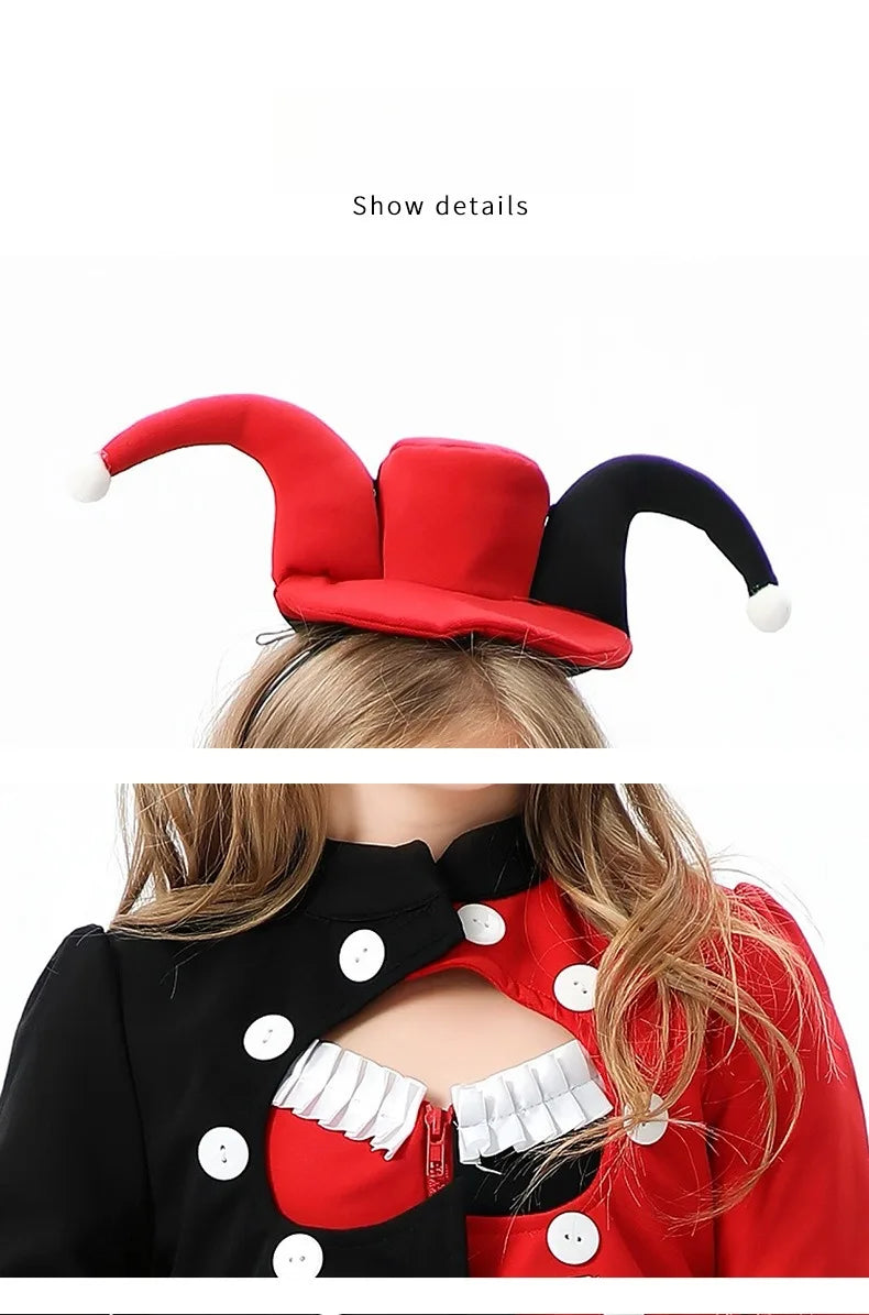 Halloween Cosplay Costumes Horror Clown Dresses Pants Headwear Clothes Sets Carnival Theme Party Role Playing Outfits for Girls