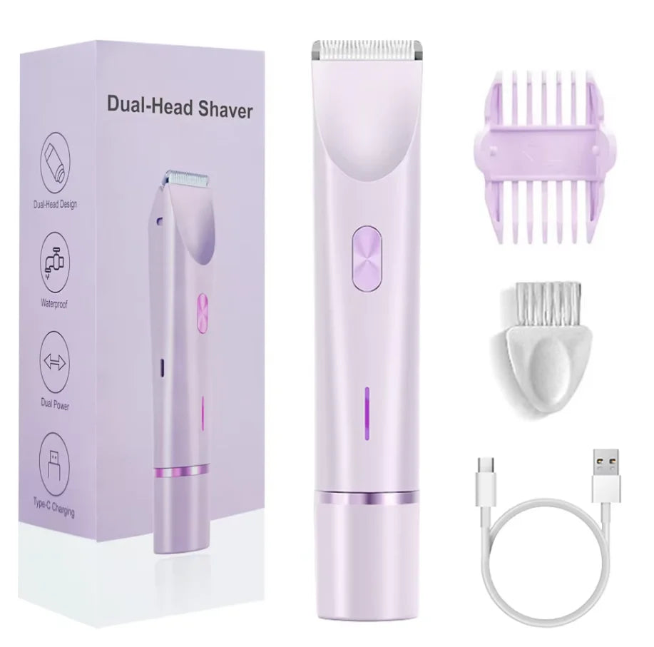 2 in 1 Electric Razor Woman Shaver Painless Waterproof Leg Bikini Body Hair Trimmer Lady Facial Mustache Epilator Hair Remover