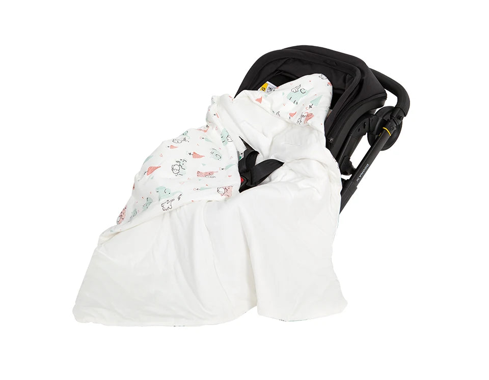 Newborn Basket Blanket 90*90Cm Autumn Windproof Warm Hooded Envelope In Baby Car Seat Cute Elephant Print For Girls