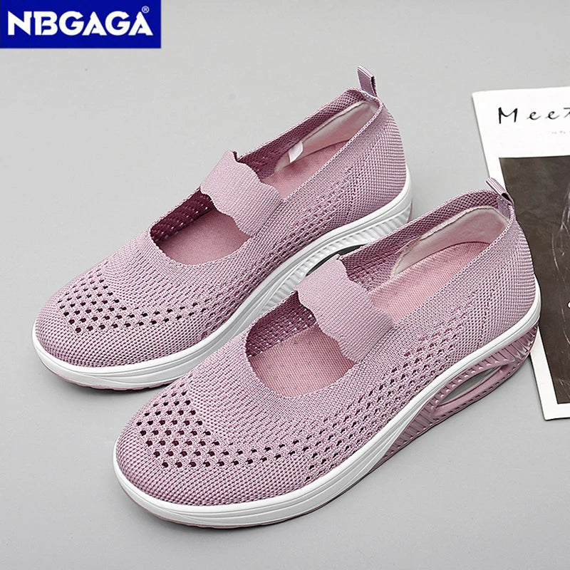 Solid Color Women Walking Shoes Air Cushion Non Slip Orthopedic Shoes Ladies' Casual Mother's Shoes Slip-On Lazy Loafers Sneaker