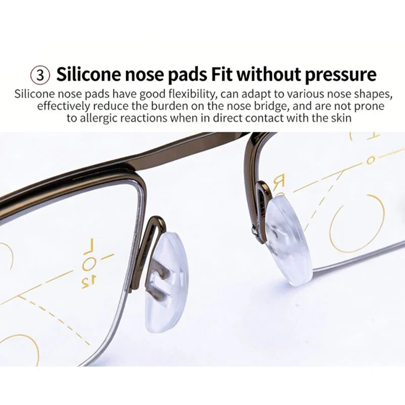 Auto Zoom Progressive Multifocal Reading Glasses, Near & Far Vision Presbyopic Eyewear, Anti-Blue Light Glasses