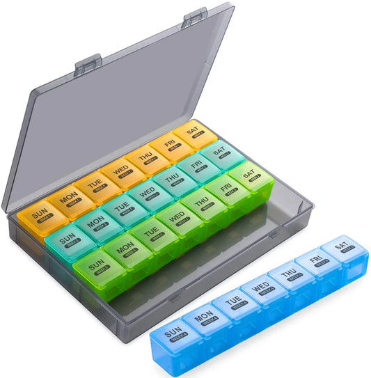 Large Volume Colorful 28 Compartments Pill Organizer Monthly Tablet Sorter Box Stock Pill Box