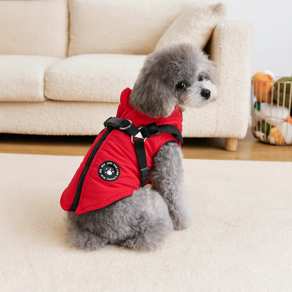 Waterproof Adjustable Dogs Down Clothes Thicken Warm Winter Dog Clothes Soft with Harness Dog Coat for Dogs Cats