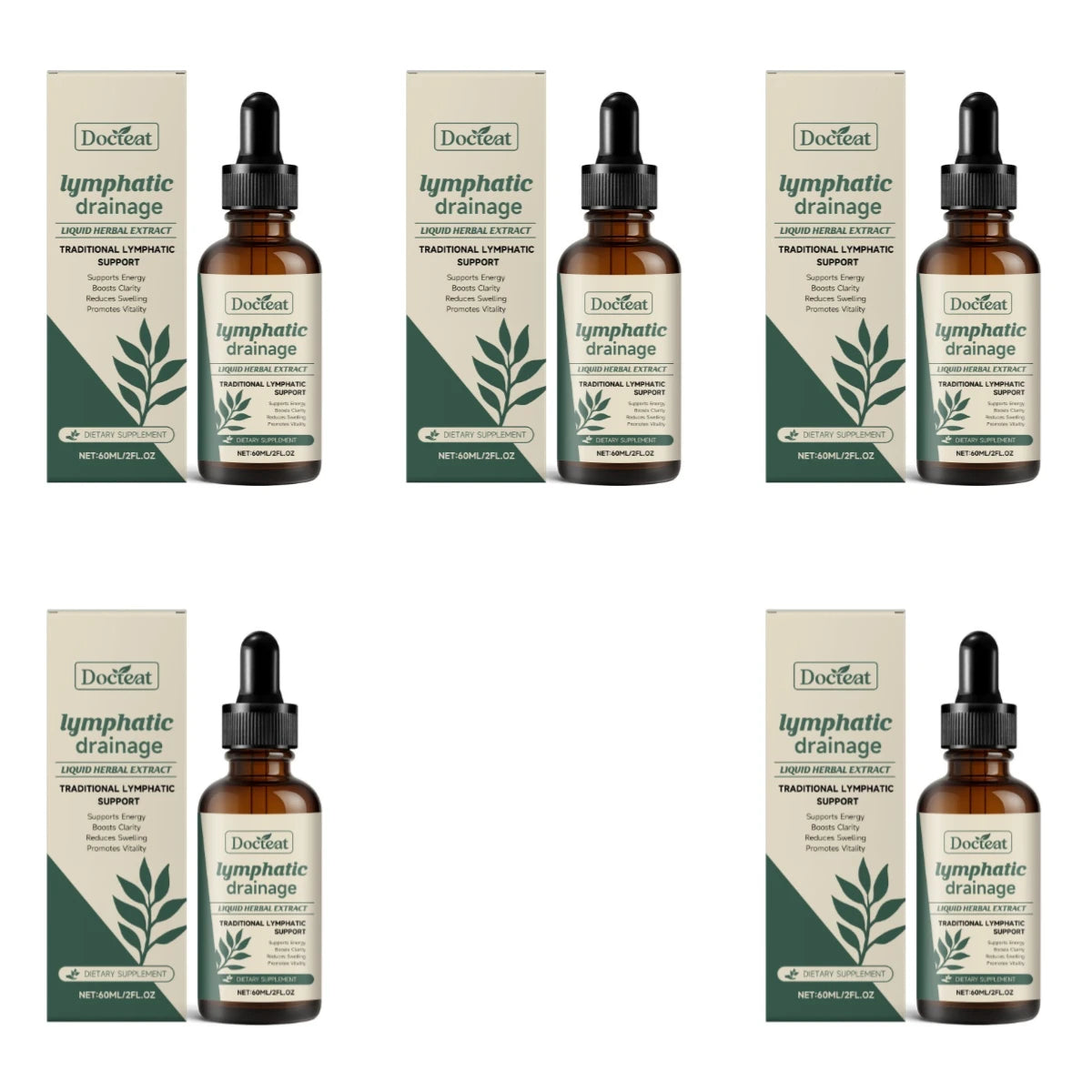 Docteat Lymphatic Drainage Herbal Drops Cleavers Prickly Ash Daily Lymphatic Support for Men Women 60ml 60 Servings