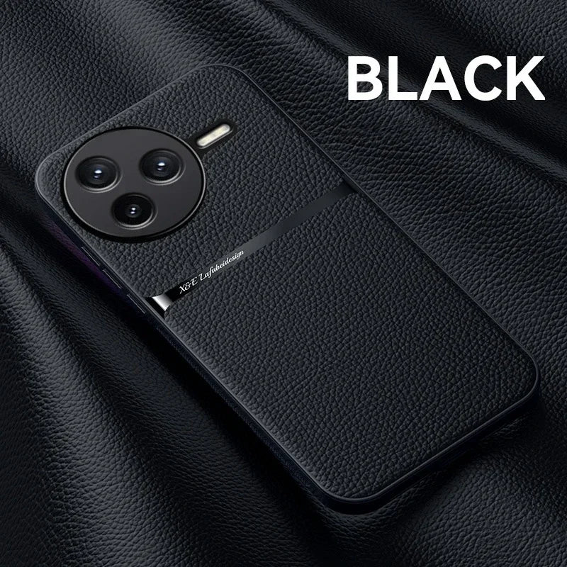 Car Magnetic Hilder Texture Leather Case For POCO F7 Ultra Soft Silicone Protection Shockproof Cover