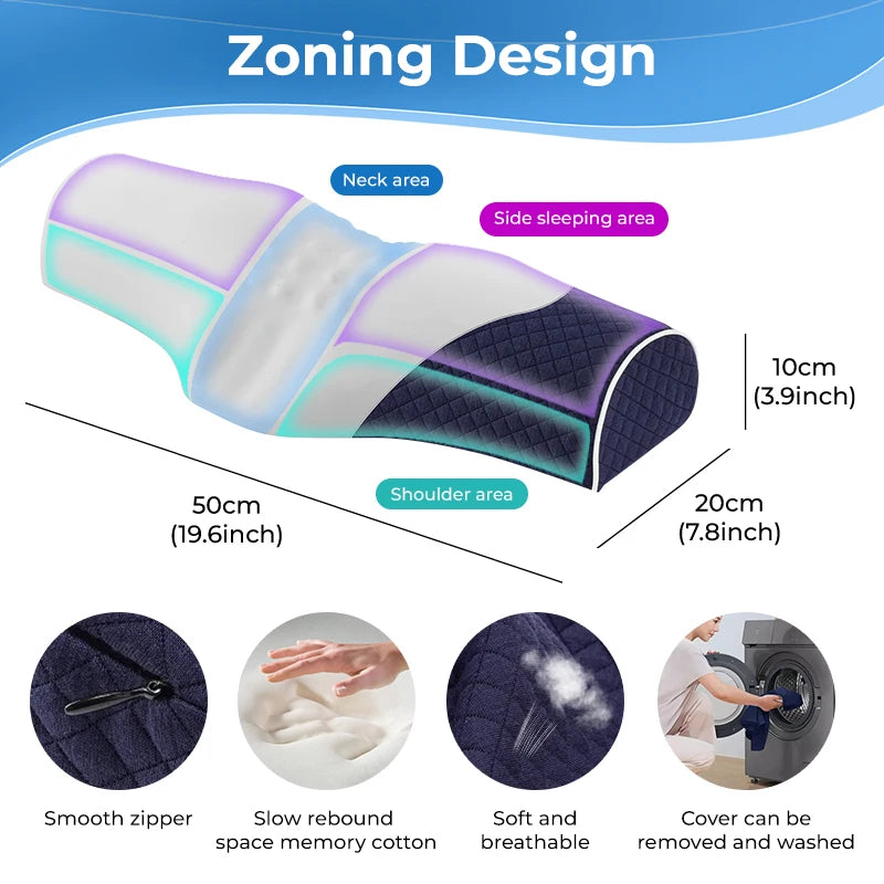 Relieve Neck Discomfort Cervical Sleeping Pillow, Orthopedic Neck Pillow, Breathable Washable, Ideal for Every Sleeper