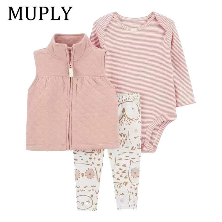 3-piece Suit Summer Baby Clothes Sets Baby Short Sleeve Shorts Cover Clothes Cute Girls Bebe Children Cotton 100% Clothing 6-24M