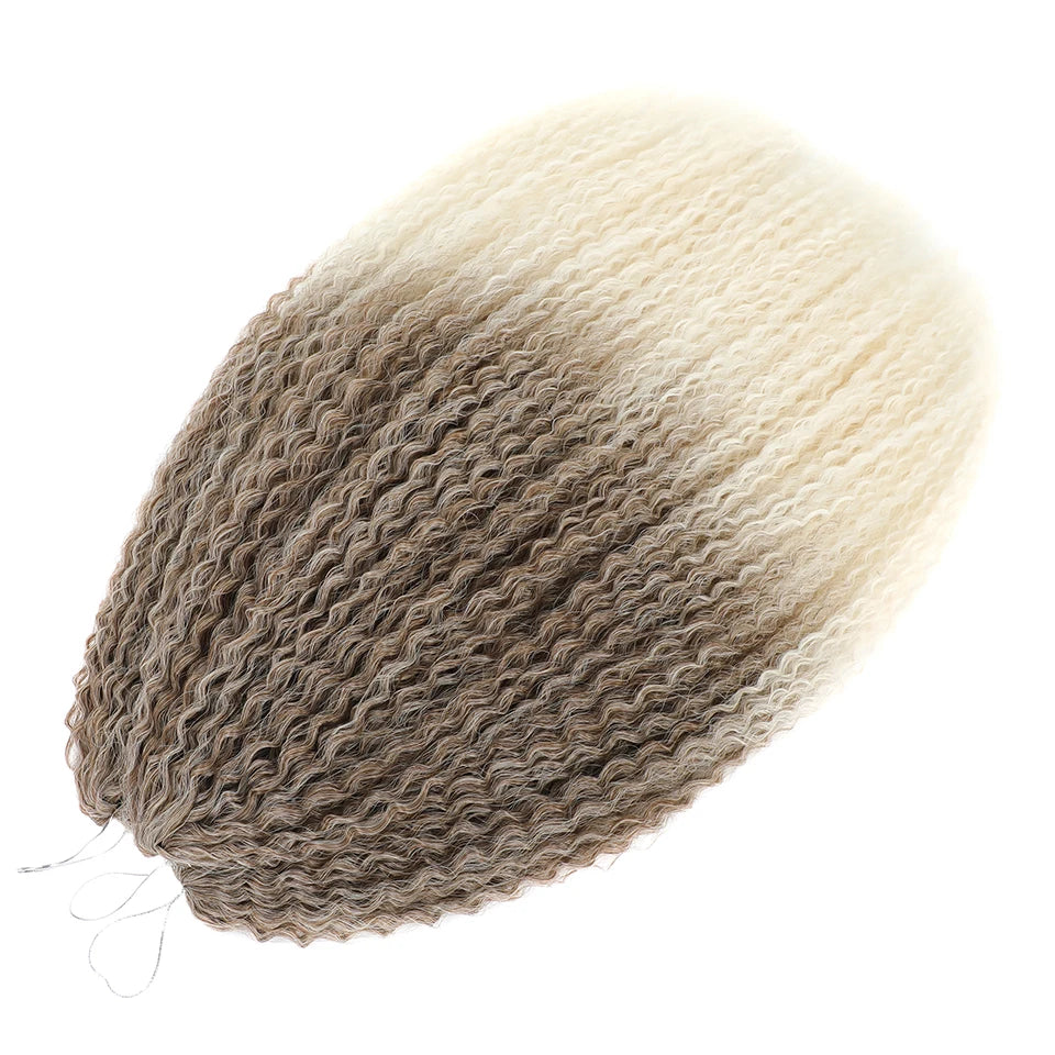 3-7Pcs Synthetic Brazilian Crochet Braids Hair for Women 20-28" Ombre White African Curls Kinky Curly Braiding Hair Extensions