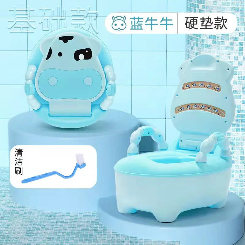 Children's Toilet Baby Potty Urinal Cartoon Cows Design Portable Toilet Seat with Cover Toddler Kids Potty Training Seat