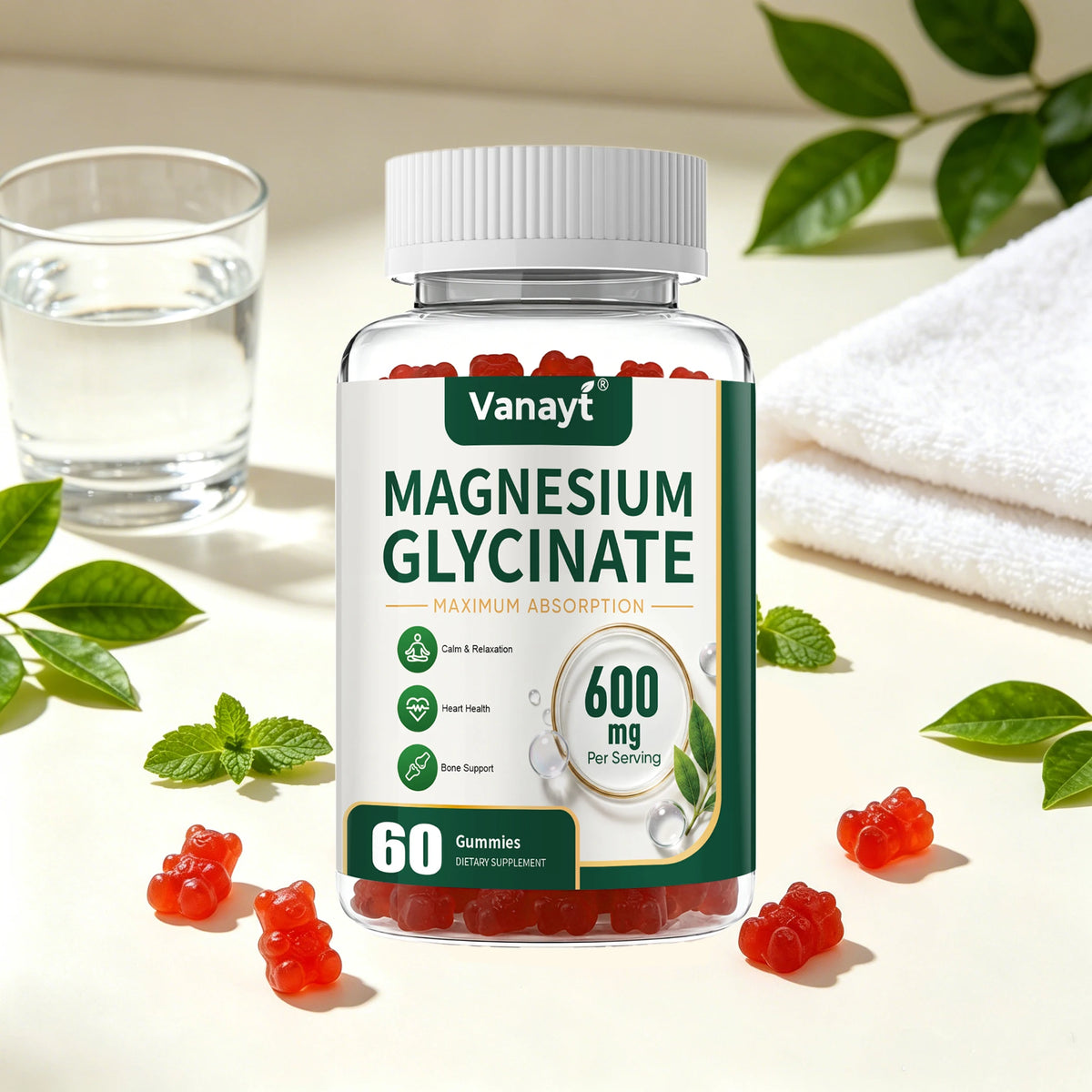 Magnesium Glycinate 600mg Per Serving With Black Pepper Vitamin D3 B6 Supports Normal Muscle Joint Nerve Function Nighttime Relaxation And Daily Wellness