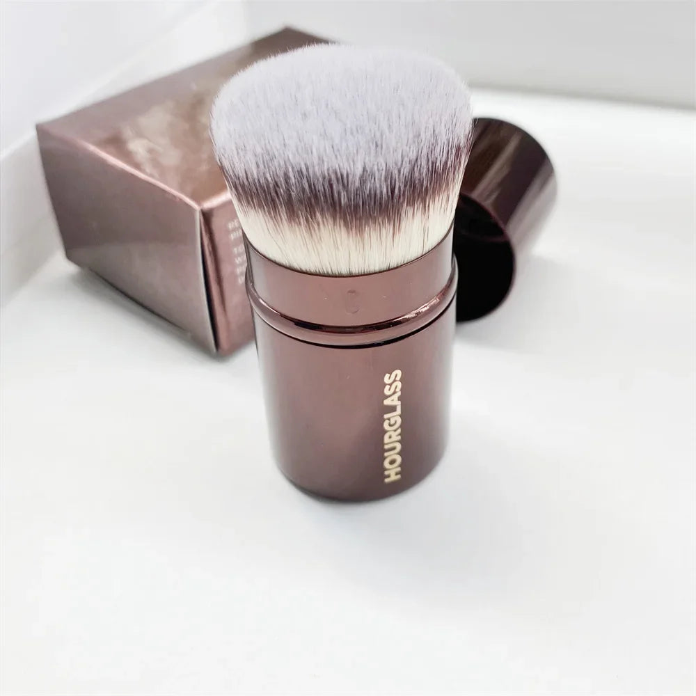 Retractable Kabuki Brush Dense Synthetic Hair Short Travel-Sized Foundation Powder Contour Makeup Brush Cosmetic Tools