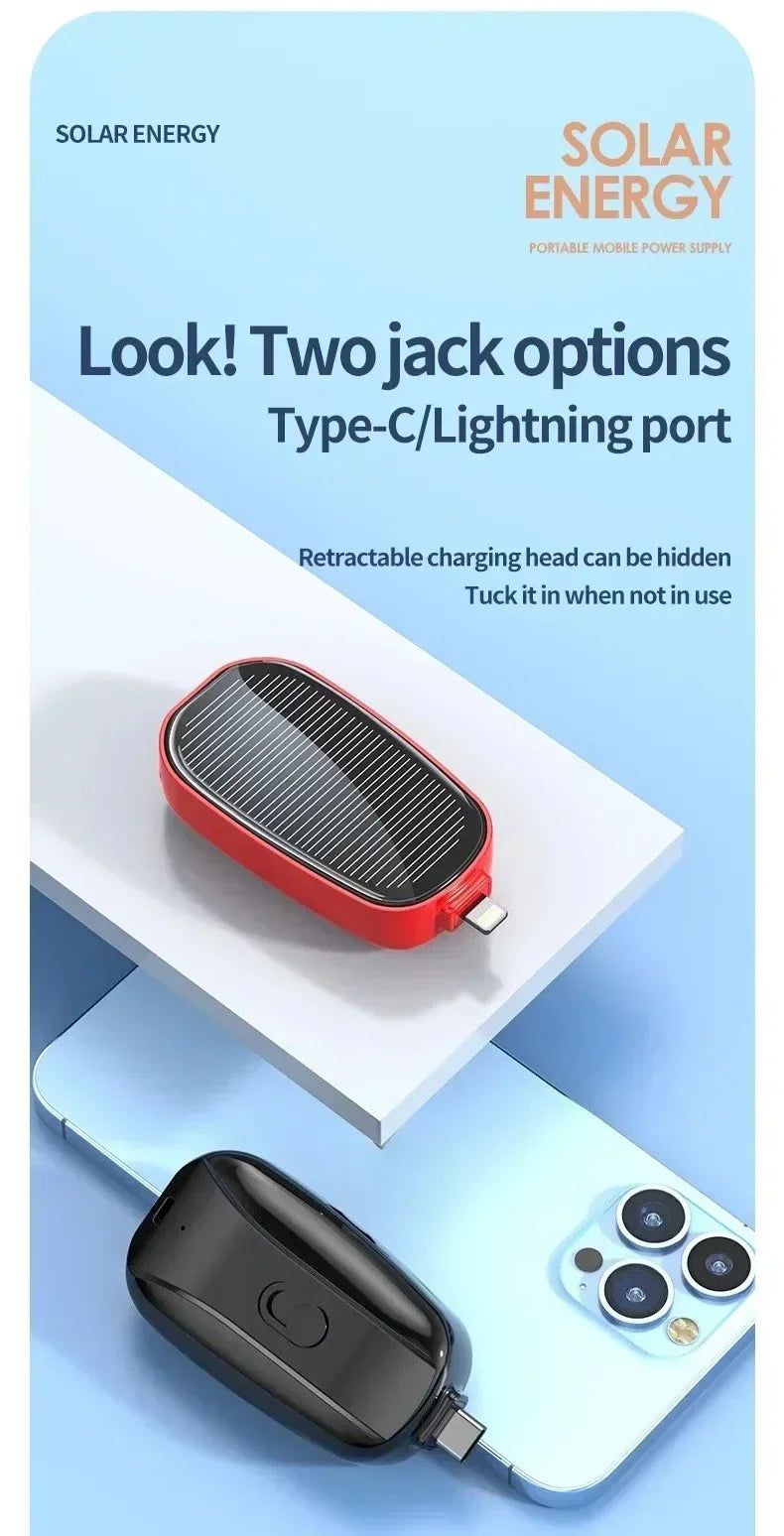 Emergency Solar Mini Portable Power Bank Keychain Portable Charger Small Outdoor Camping External Battery For iPhone and Xiaomi