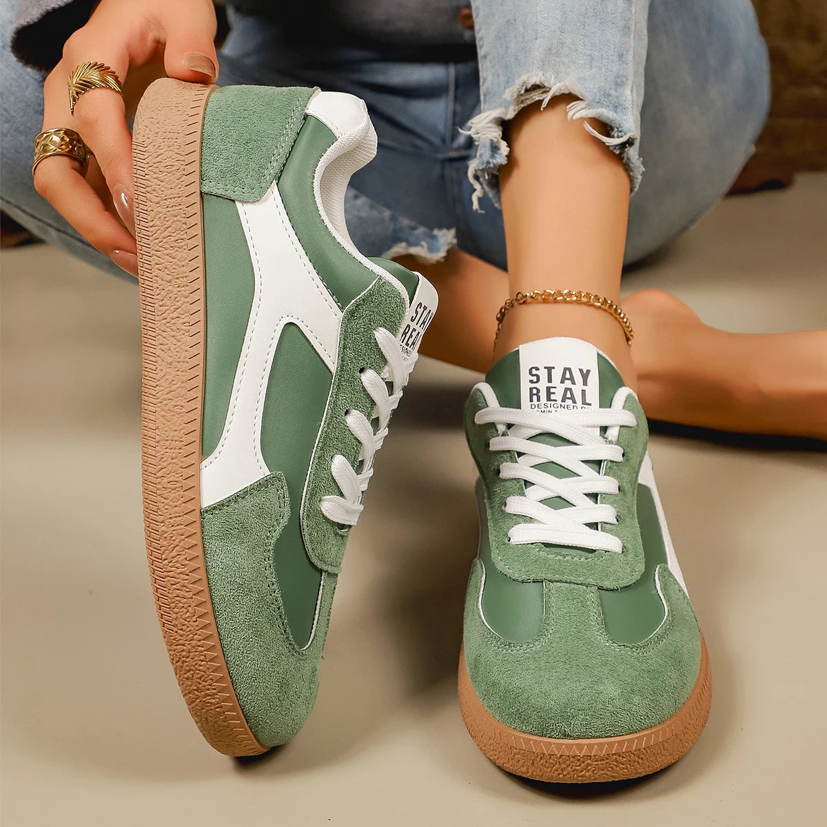 Mix Color Women Sneakers 2026 Spring New Platform Luxury Flat Vulcanized Shoe Female Lace-Up Non-Slip Casual Skateboarding Shoes