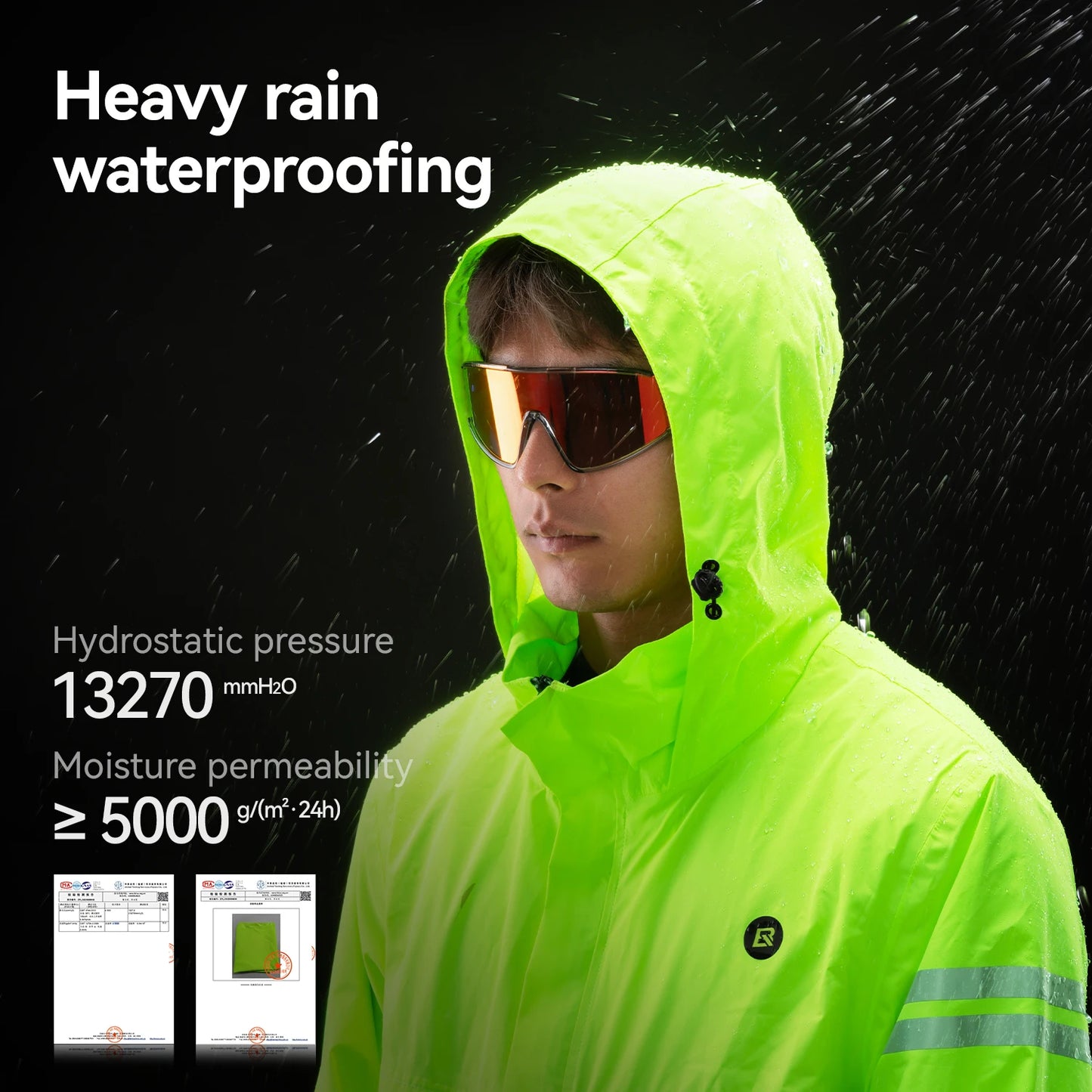 ROCKBROS Rainproof Cycling Suit Breathable Raincoat Hoodie Jacket Waterproof Pants Trousers Men Outdoor Sports Cycling Clothing